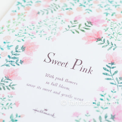 Hallmark Writing Letter Pad and Envelopes -Sweet Pink- / Nihon hallmark product / Illustrated by Miho Okazaki /