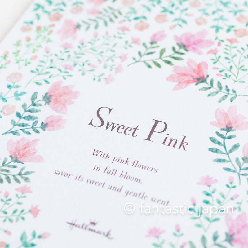 Hallmark Writing Letter Pad and Envelopes -Sweet Pink- / Nihon hallmark product / Illustrated by Miho Okazaki /