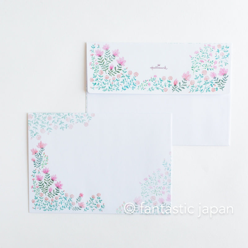 Hallmark Writing Letter Pad and Envelopes -Sweet Pink- / Nihon hallmark product / Illustrated by Miho Okazaki /