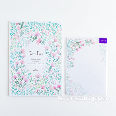 Hallmark Writing Letter Pad and Envelopes -Sweet Pink- / Nihon hallmark product / Illustrated by Miho Okazaki /