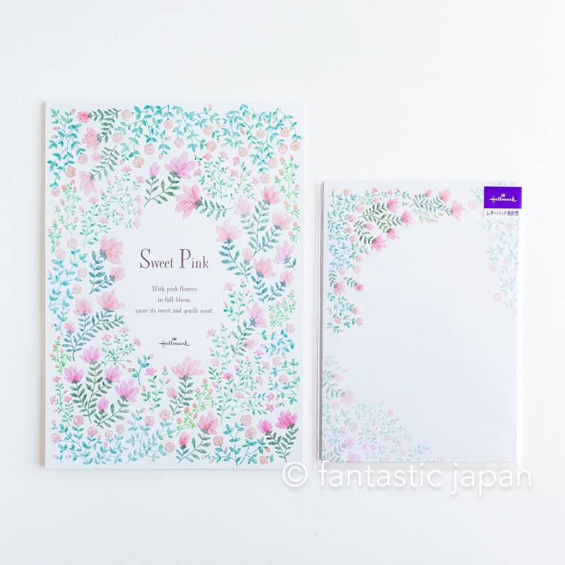 Hallmark Writing Letter Pad and Envelopes -Sweet Pink- / Nihon hallmark product / Illustrated by Miho Okazaki /