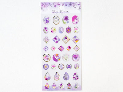 Hard gel 3D sticker -Flowers bloom "Purple" - / Drop Flower sticker / mind wave /