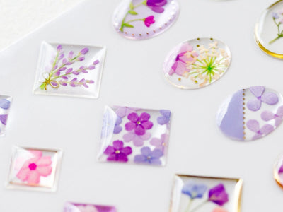 Hard gel 3D sticker -Flowers bloom "Purple" - / Drop Flower sticker / mind wave /