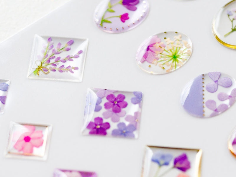 Hard gel 3D sticker -Flowers bloom "Purple" - / Drop Flower sticker / mind wave /