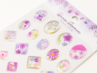 Hard gel 3D sticker -Flowers bloom "Purple" - / Drop Flower sticker / mind wave /