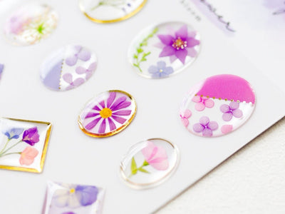 Hard gel 3D sticker -Flowers bloom "Purple" - / Drop Flower sticker / mind wave /
