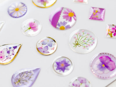 Hard gel 3D sticker -Flowers bloom "Purple" - / Drop Flower sticker / mind wave /