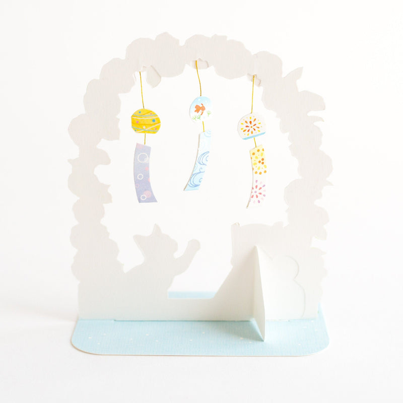 Greeting card -Morning glory arch and cat-