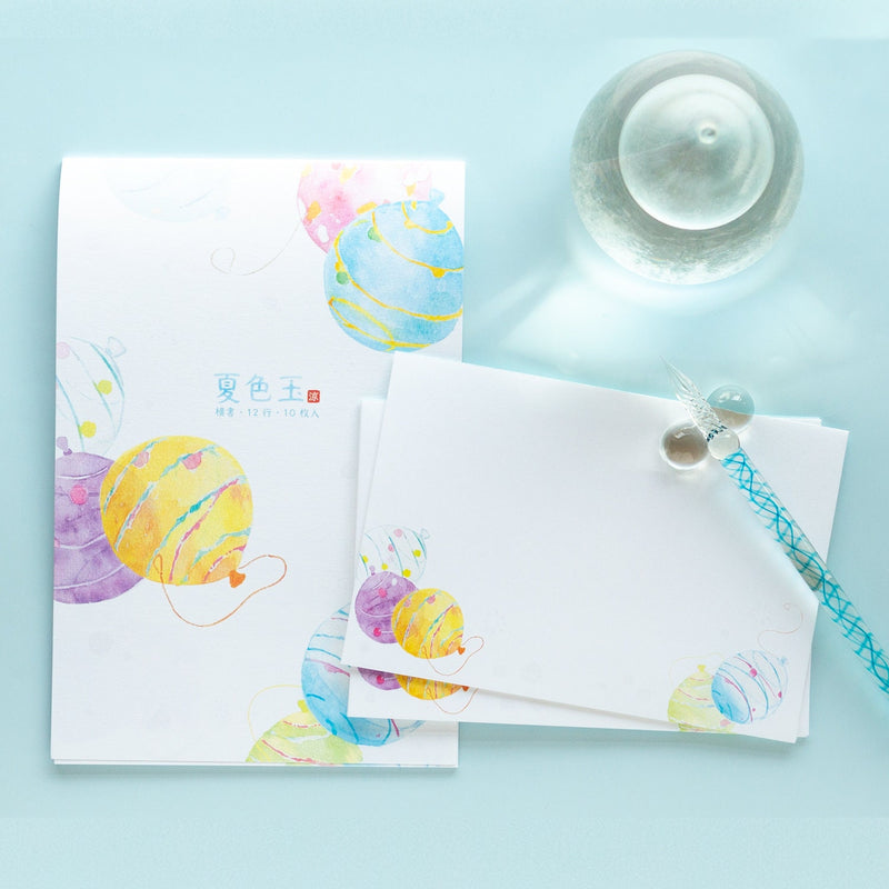 Japanese Washi Writing Letter Pad and Envelopes -summer water balloon-