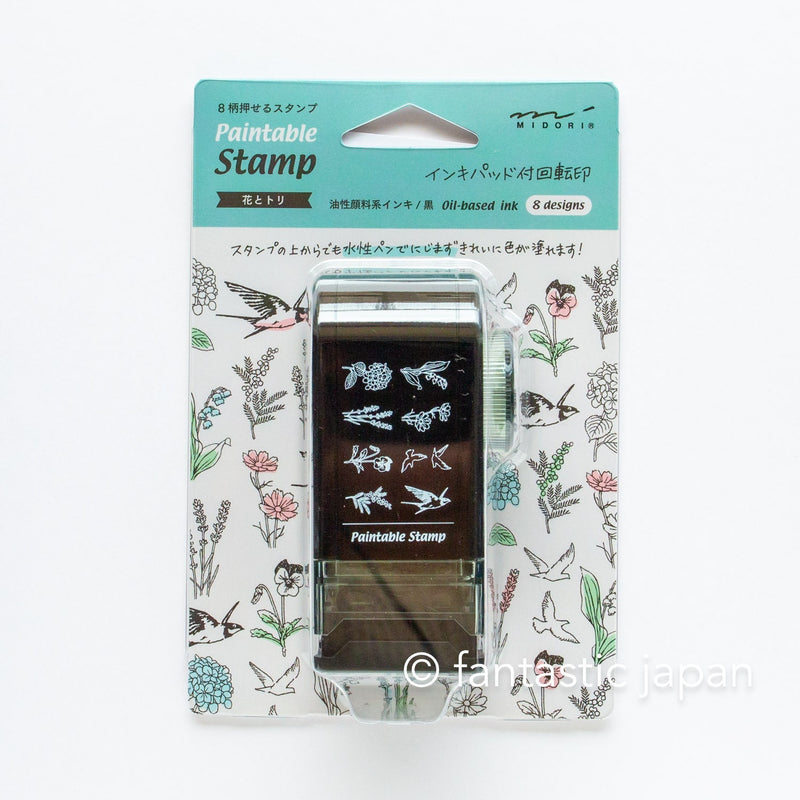 Paintable stamp 8 designs -flower and bird-