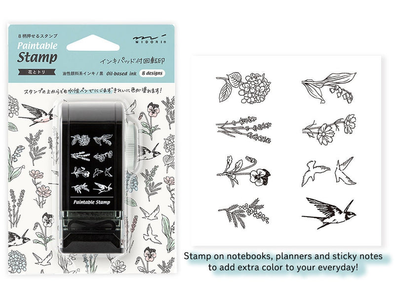 Paintable stamp 8 designs -flower and bird-