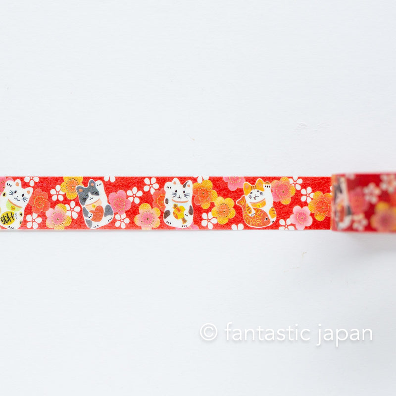 Gold Foil  Masking Tape -beckoning cat and plum blossoms- /SAIEN