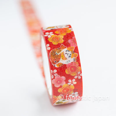 Gold Foil  Masking Tape -beckoning cat and plum blossoms- /SAIEN