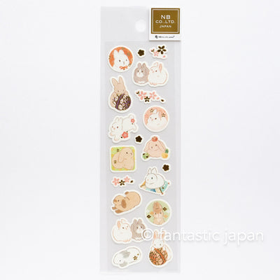 Washi Sticker -rabbits and flower-