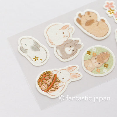 Washi Sticker -rabbits and flower-