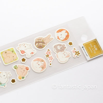 Washi Sticker -rabbits and flower-