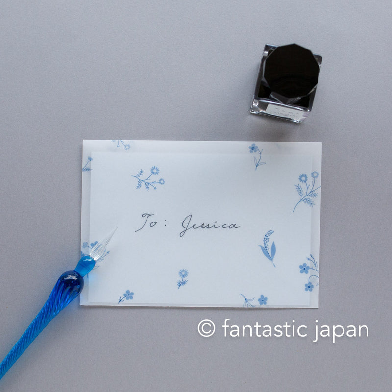 Hütte paper works / Letterpress stationery set  -blue floral-