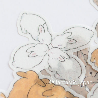 PAPIER PLATZ washi flake stickers -rabbits gathered - / designed by Shinako Moriyama /