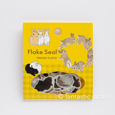 PAPIER PLATZ washi flake stickers -rabbits gathered - / designed by Shinako Moriyama /