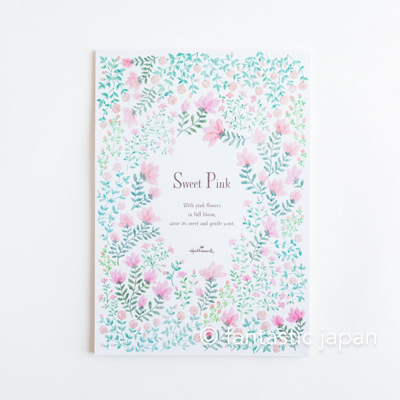 Hallmark Writing Letter Pad and Envelopes -Sweet Pink- / Nihon hallmark product / Illustrated by Miho Okazaki /