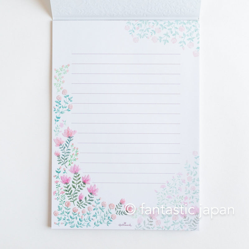 Hallmark Writing Letter Pad and Envelopes -Sweet Pink- / Nihon hallmark product / Illustrated by Miho Okazaki /