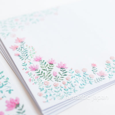 Hallmark Writing Letter Pad and Envelopes -Sweet Pink- / Nihon hallmark product / Illustrated by Miho Okazaki /