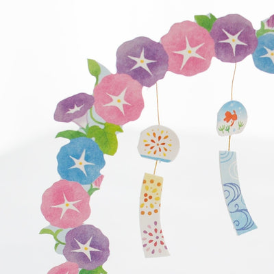 Greeting card -Morning glory arch and cat-