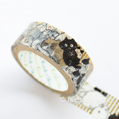 Gold foil glittering Masking Tape -cat cat cat- / Shinzi Katoh designed washi tape /