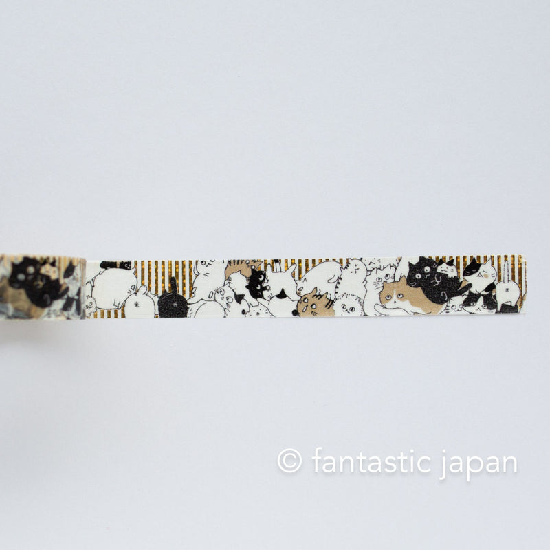 Gold foil glittering Masking Tape -cat cat cat- / Shinzi Katoh designed washi tape /