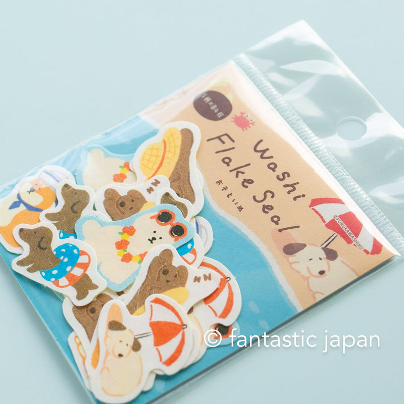 Washi flake stickers -watashi biyori "summer dog"-