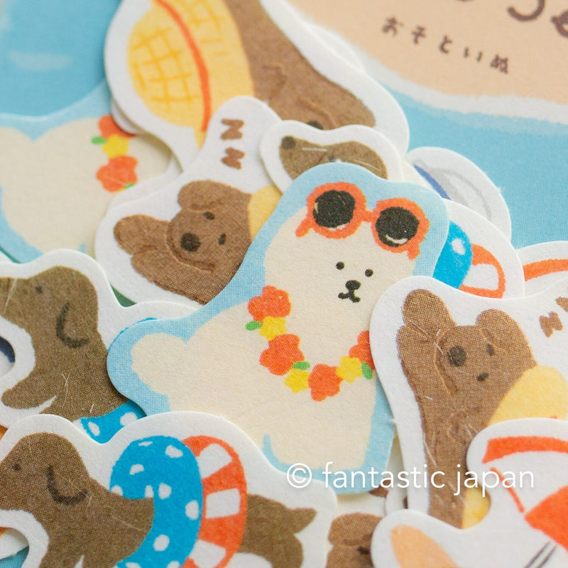 Washi flake stickers -watashi biyori "summer dog"-