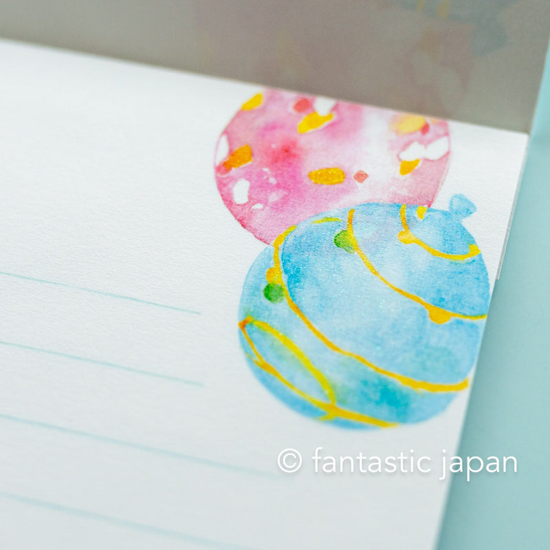 Japanese Washi Writing Letter Pad and Envelopes -summer water balloon-