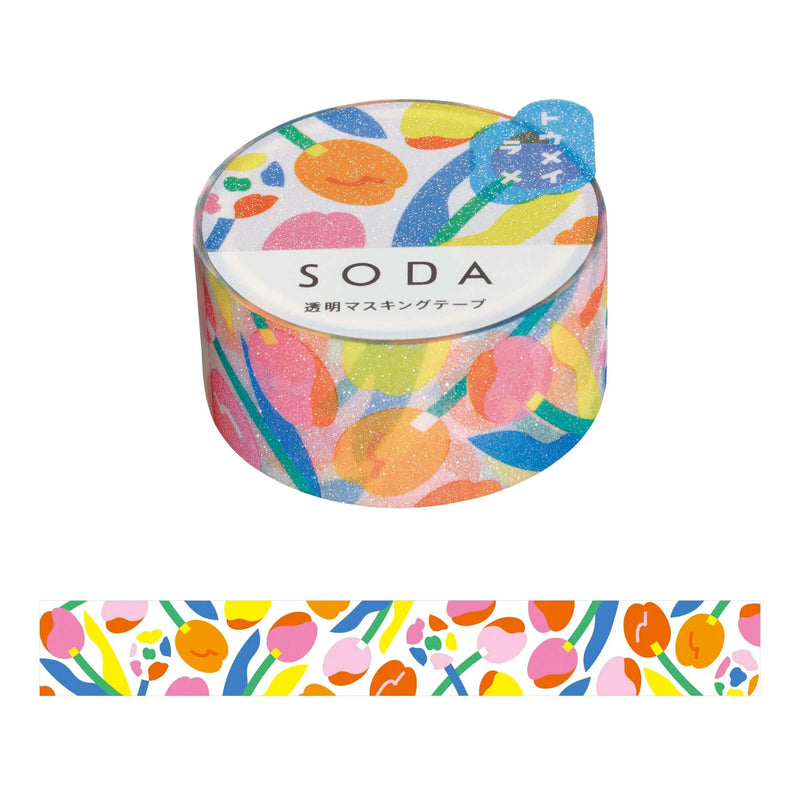 SODA / Clear masking glitter tape -tulip- / 20mm