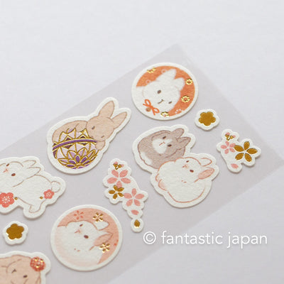 Washi Sticker -rabbits and flower-