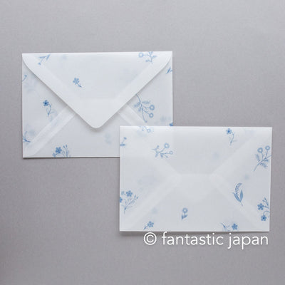 Hütte paper works / Letterpress stationery set  -blue floral-