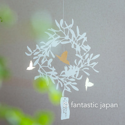 Decorative cutout hanging mobile -Nest bird- / nekonekodesign paper arts