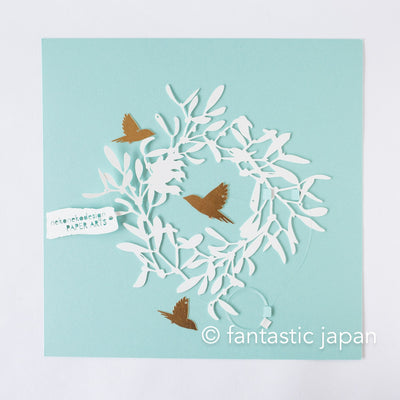 Decorative cutout hanging mobile -Nest bird- / nekonekodesign paper arts