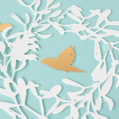 Decorative cutout hanging mobile -Nest bird- / nekonekodesign paper arts