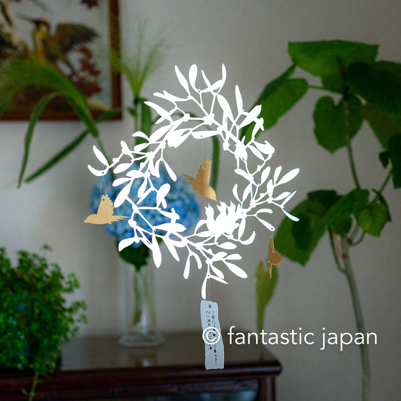 Decorative cutout hanging mobile -Nest bird- / nekonekodesign paper arts