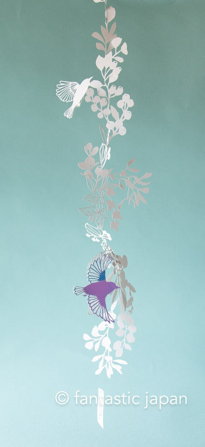 Decorative cutout hanging mobile -Vine bird- / nekonekodesign paper arts