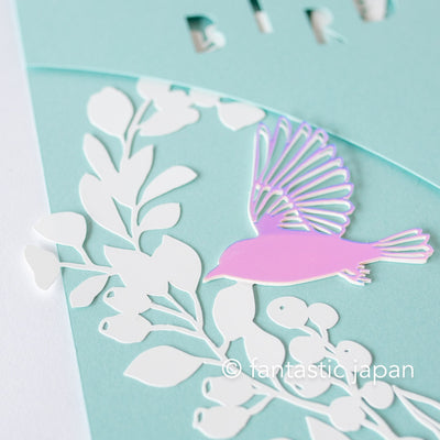 Decorative cutout hanging mobile -Vine bird- / nekonekodesign paper arts