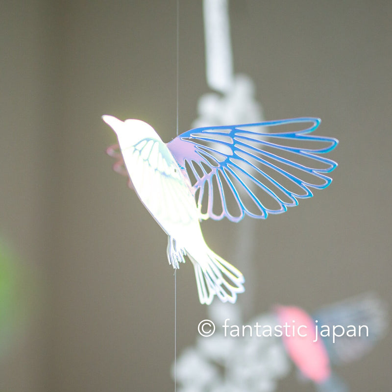 Decorative cutout hanging mobile -Mobile bird- / nekonekodesign paper arts