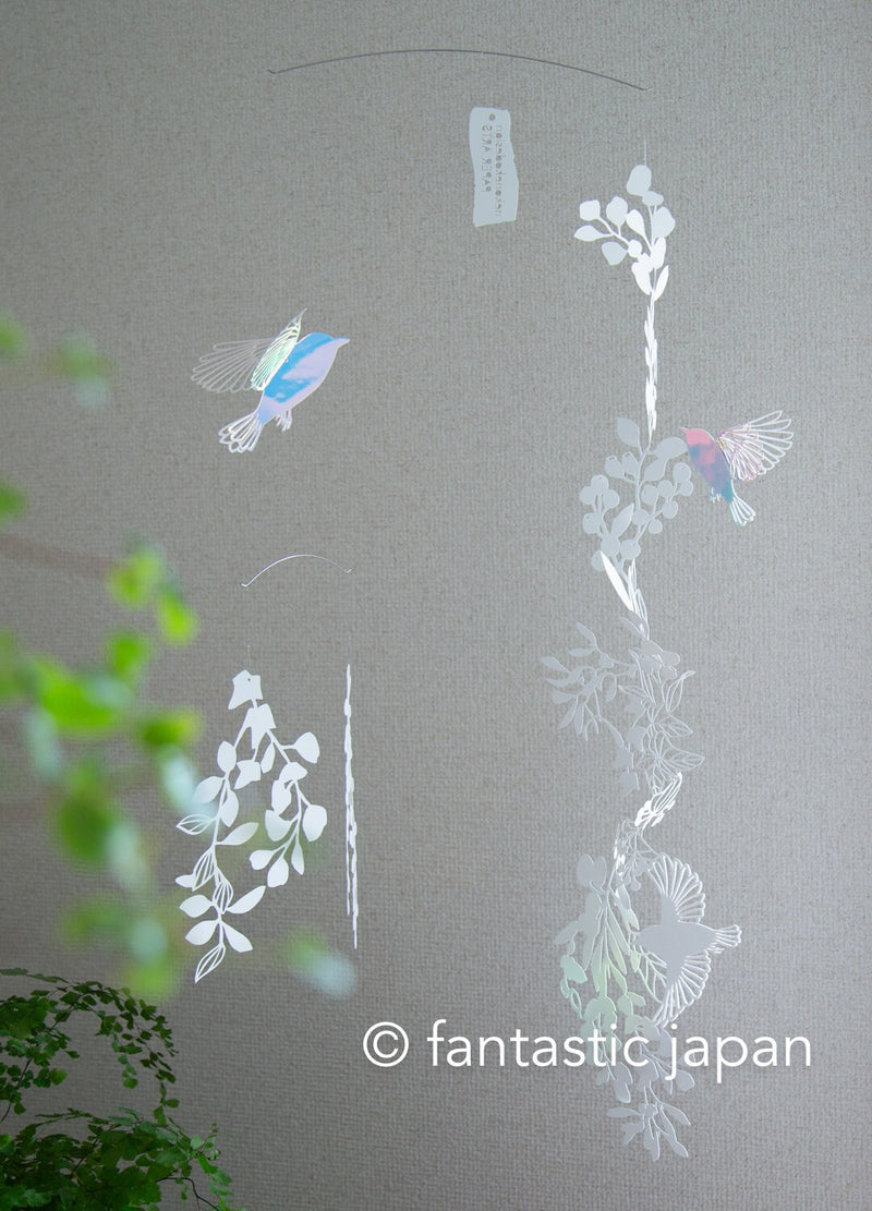 Decorative cutout hanging mobile -Mobile bird- / nekonekodesign paper arts