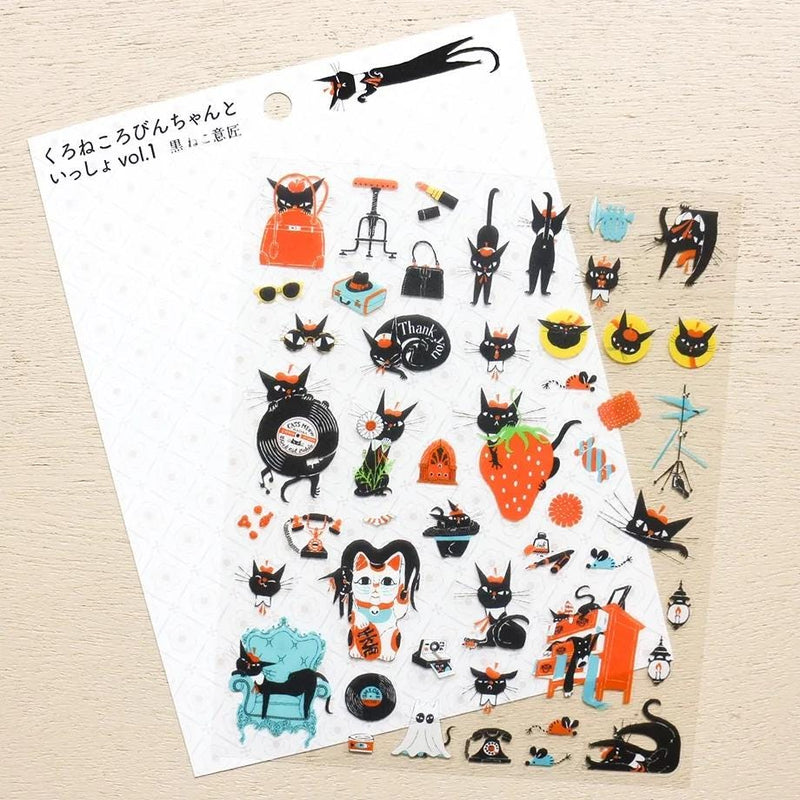 PET clear sticker -With black cat Robin vol.1 - by Kuronekoisho / cozyca product