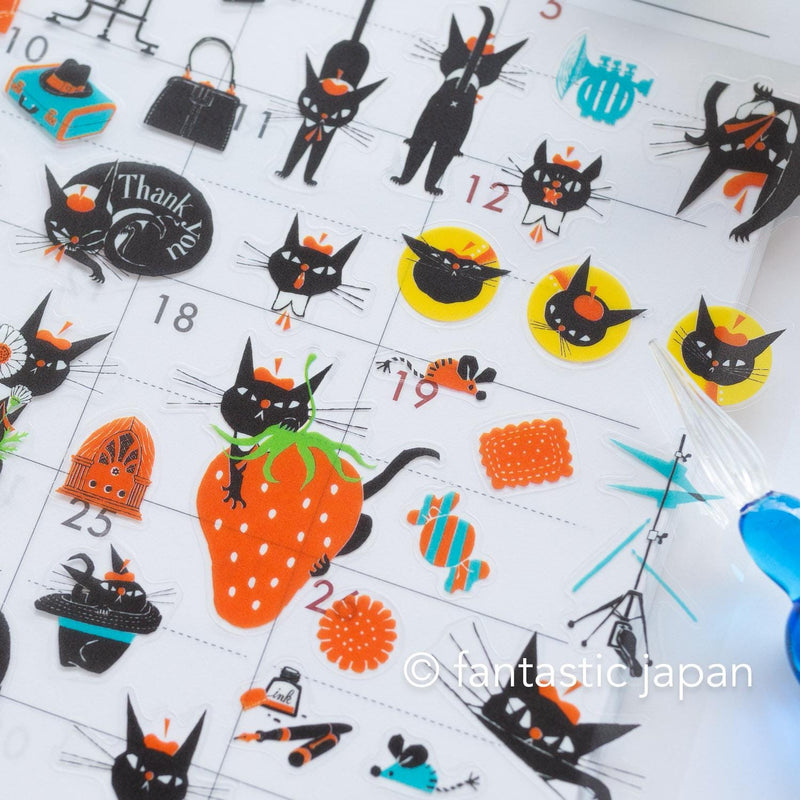 PET clear sticker -With black cat Robin vol.1 - by Kuronekoisho / cozyca product