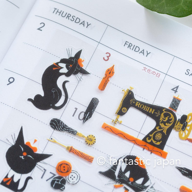 PET clear sticker -With black cat Robin vol.2 - by Kuronekoisho / cozyca product