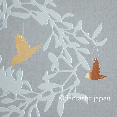 Decorative cutout hanging mobile -Nest bird- / nekonekodesign paper arts