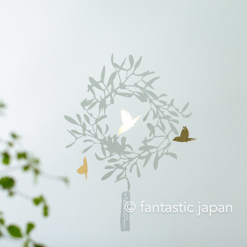 Decorative cutout hanging mobile -Nest bird- / nekonekodesign paper arts