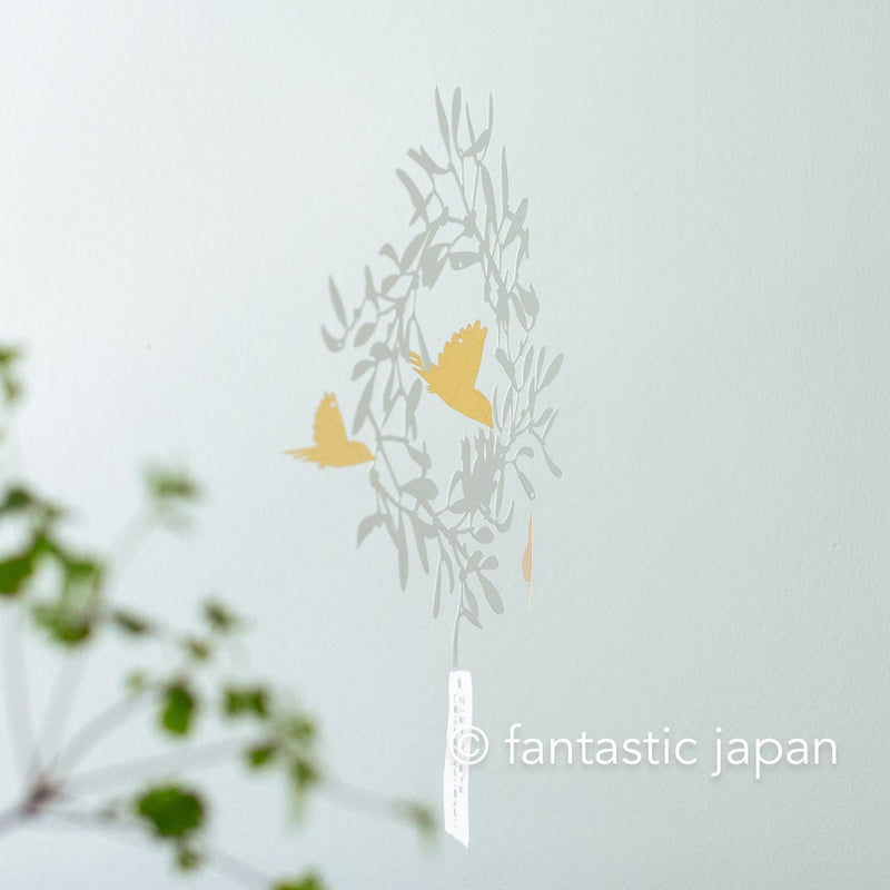 Decorative cutout hanging mobile -Nest bird- / nekonekodesign paper arts