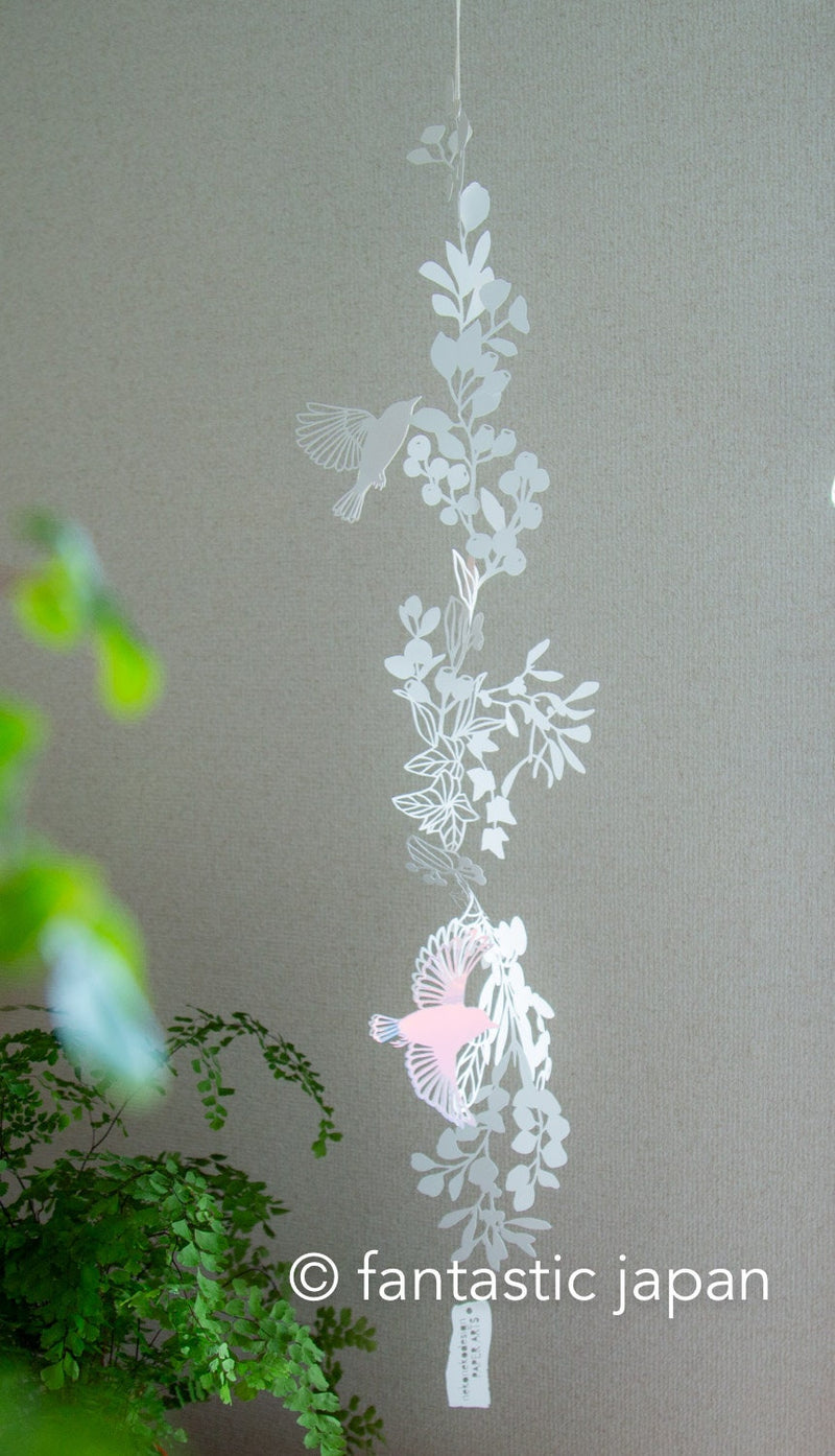 Decorative cutout hanging mobile -Vine bird- / nekonekodesign paper arts